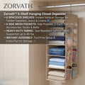 Zorvath™ 6-Shelf Hanging Closet Organizer with Side Mesh Pockets