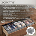 Zorvath™ 3-Pack Drawer Divider Underwear Organizer Bins with Removable Dividers