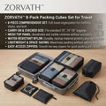 Zorvath™ 8-Pack Packing Cubes Set for Travel, Luggage Clothes Organizer Bags