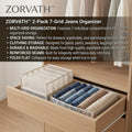 Zorvath™ 2-Pack 7-Grid Jeans Organizer for Drawers, Wardrobe Clothes Compartment Boxes